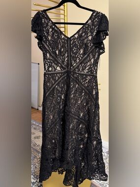 Taylor Black Lace A-Line Midi Dress
